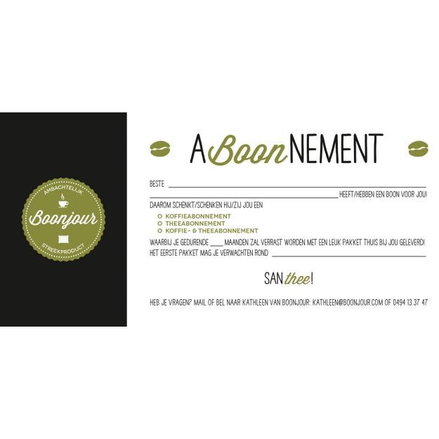 Boonjour koffie- of thee-abo(o)nnement