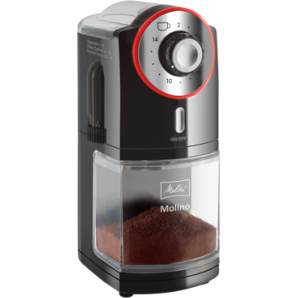 Koffiemolen elektrisch Melitta 'Molino' - laatste stuk met extra korting (doos is verkleurd)